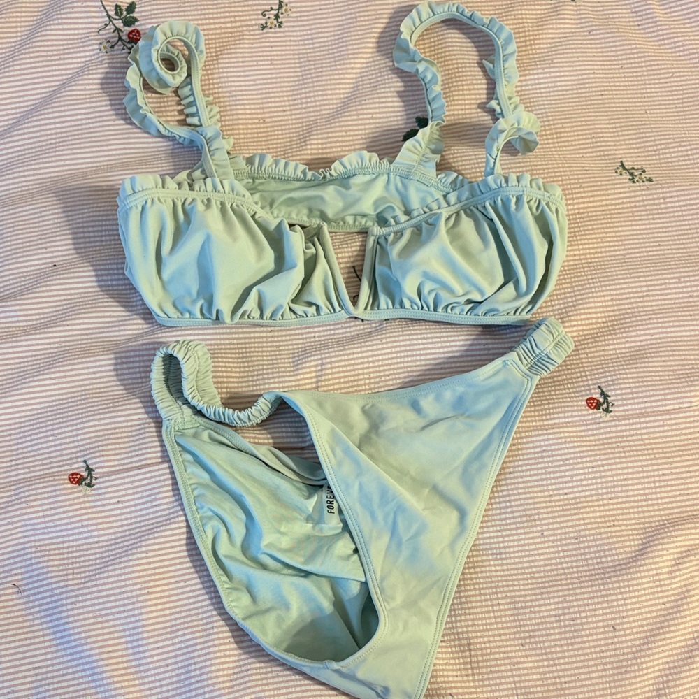 Light Blue Ruffled Bikini Set